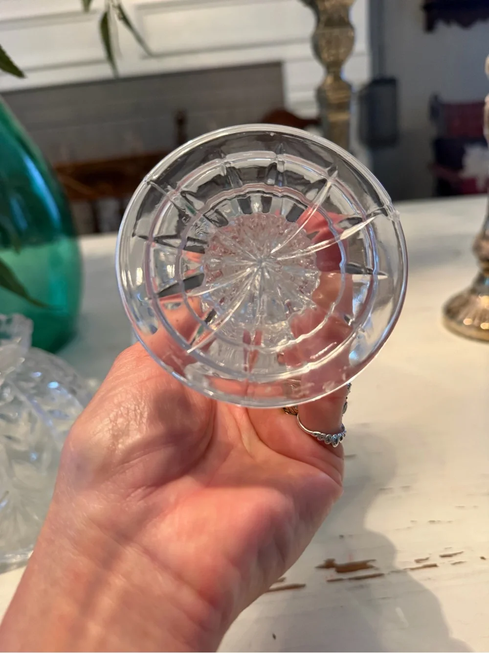 Vintage clear cut crystal fairy lamp